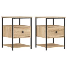 Berkfield Home Bedside Cabinets 2 pcs Sonoma Oak 40x42x56 cm Engineered Wood in Brown - Size: 40 x 42 x 56 cm - thumbnail 2