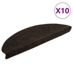 Berkfield Home Self-adhesive Stair Mats 10pcs Dark Brown 65x21x4cm Needle Punch - Size: Medium - thumbnail 2