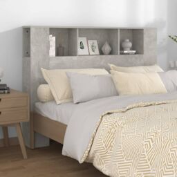 Berkfield Home Headboard Cabinet Concrete Grey 140x18.5x104.5 cm - thumbnail 1