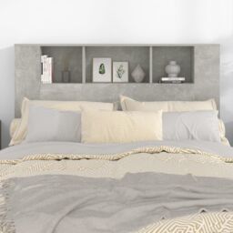 Berkfield Home Headboard Cabinet Concrete Grey 140x18.5x104.5 cm - thumbnail 5