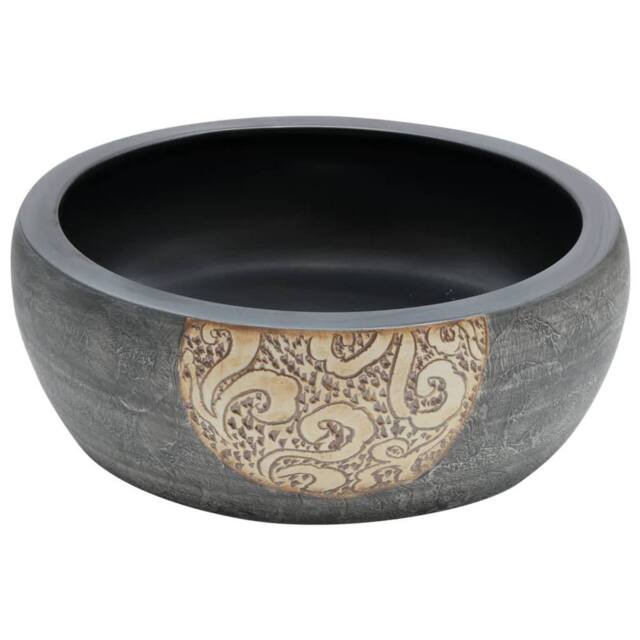 Berkfield Home Durable Countertop Basin Black & Brown Round Œ¶41x14 cm Ceramic - Size: 41x14 cm - image 1