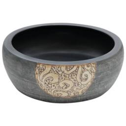 Berkfield Home Durable Countertop Basin Black & Brown Round Œ¶41x14 cm Ceramic - Size: 41x14 cm