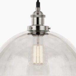Ruma Ceiling Light Antique Silver Metal & Glass Dome Pendant in Clear - thumbnail 5