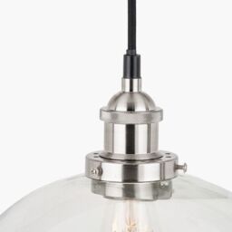 Ruma Ceiling Light Antique Silver Metal & Glass Dome Pendant in Clear - thumbnail 4