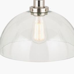 Ruma Ceiling Light Antique Silver Metal & Glass Dome Pendant in Clear - thumbnail 3