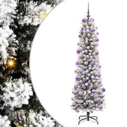 Berkfield Home Artificial Christmas Tree with 300 LEDs Green & white 210 cm - thumbnail 2