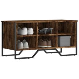 Berkfield Home Shoe Cabinet Smoked Oak 90x38x45.5 cm Engineered Wood - thumbnail 2