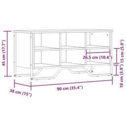 Berkfield Home Shoe Cabinet Smoked Oak 90x38x45.5 cm Engineered Wood - thumbnail 9