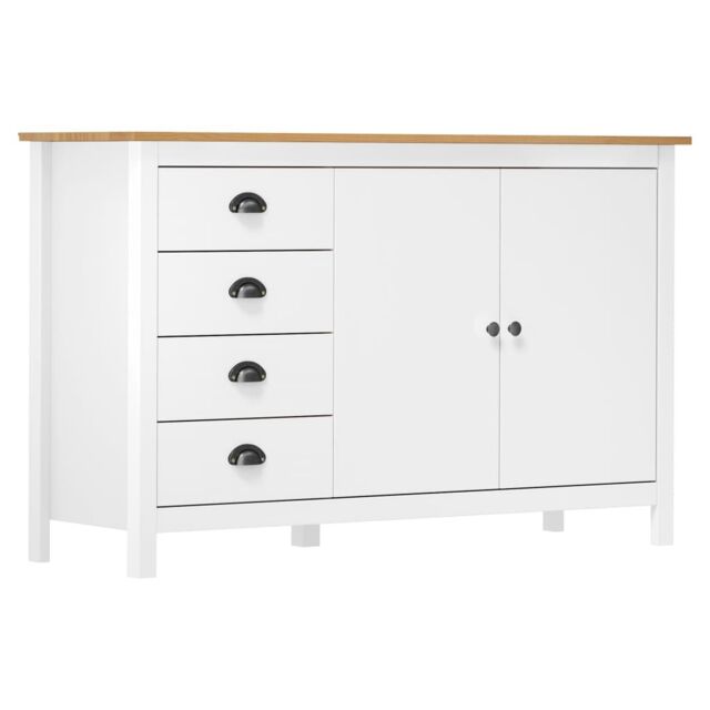Berkfield Home Sideboard Hill White 130x40x80 cm Solid Pine Wood - Size: 130 x 40 x 80 cm - image 1
