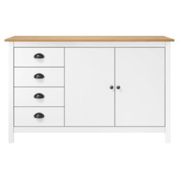 Berkfield Home Sideboard Hill White 130x40x80 cm Solid Pine Wood - Size: 130 x 40 x 80 cm - thumbnail 2