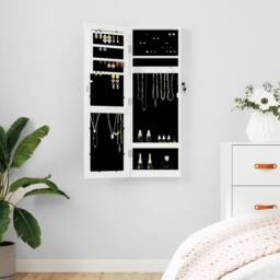 Berkfield Home Mirror Jewellery Cabinet Wall Mounted White 30x8.5x90 cm