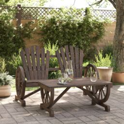 Berkfield Home 2 Piece Garden Lounge Set Solid Wood Fir in Brown - thumbnail 1