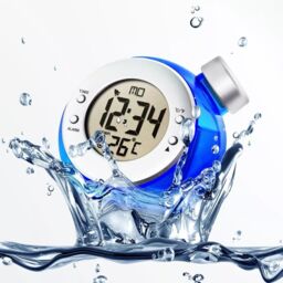 Smart Living Water Powered Multi Function Digital Battery-Free Kettle Shape Desk Clock in Blue - thumbnail 3