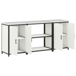 Berkfield Home Kitchen Storage Set with Shelf with Storage with Door 3 pcs White 210 x 50 x 92 cm - thumbnail 7