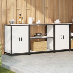 Berkfield Home Kitchen Storage Set with Shelf with Storage with Door 3 pcs White 210 x 50 x 92 cm - thumbnail 4