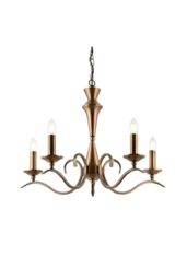 Netlighting Kora 5 Light Multi Arm Ceiling Pendant Candle Antique Brass E14 in Gold - thumbnail 1