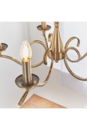 Netlighting Kora 5 Light Multi Arm Ceiling Pendant Candle Antique Brass E14 in Gold - thumbnail 4