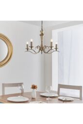 Netlighting Kora 5 Light Multi Arm Ceiling Pendant Candle Antique Brass E14 in Gold - thumbnail 2