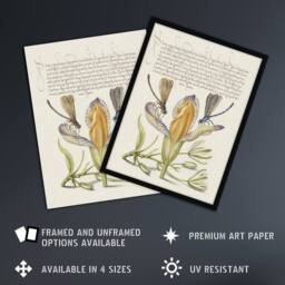 "Artery8 Damselflies on Spanish Iris Calligraphy Wall Art Poster Print in Beige - Size: W12"" x H16""" - thumbnail 2