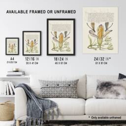 "Artery8 Damselflies on Spanish Iris Calligraphy Wall Art Poster Print in Beige - Size: W12"" x H16""" - thumbnail 3