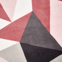 OHS Geometric Shapes Fleece Sherpa Throw Bed Blanket in Baby Pink - Size: 150 cm x 180 cm - thumbnail 3