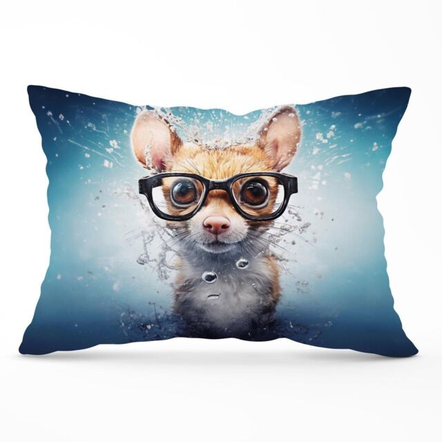 Warren Reed - Designer Splashart Doormouse Cushions in Blue - Size: 60 cm x 60 cm - image 1