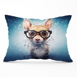 Warren Reed - Designer Splashart Doormouse Cushions in Blue - Size: 60 cm x 60 cm - thumbnail 1