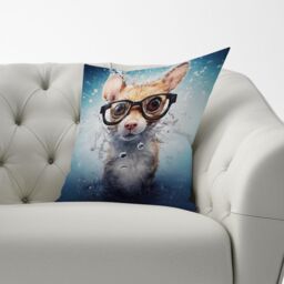 Warren Reed - Designer Splashart Doormouse Cushions in Blue - Size: 60 cm x 60 cm - thumbnail 3