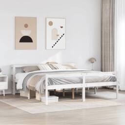 Berkfield Home Senior Bed with Headboard without Mattress White 200x200 cm - thumbnail 1