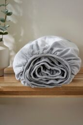 Martex Touch of Linen Fitted Sheet in Pale Blue - Size: Double Fitted - thumbnail 2