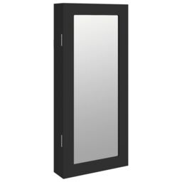 Berkfield Home Mirror Jewellery Cabinet Wall Mounted Black 30x8.5x67 cm - thumbnail 2