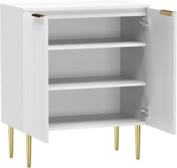 Hygrad Built to Survive Free Standing Wooden Fluted Sideboard Buffet Accent Cabinet Cupboard Console Table Storage Hallway Home w/ 2 Doors & Gold - thumbnail 5