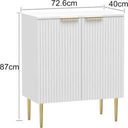 Hygrad Built to Survive Free Standing Wooden Fluted Sideboard Buffet Accent Cabinet Cupboard Console Table Storage Hallway Home w/ 2 Doors & Gold - thumbnail 3