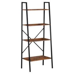 Pirlo Plush 4 Tier Freestanding Ladder Shelf For Living Room Storage Rustic in Brown - thumbnail 6