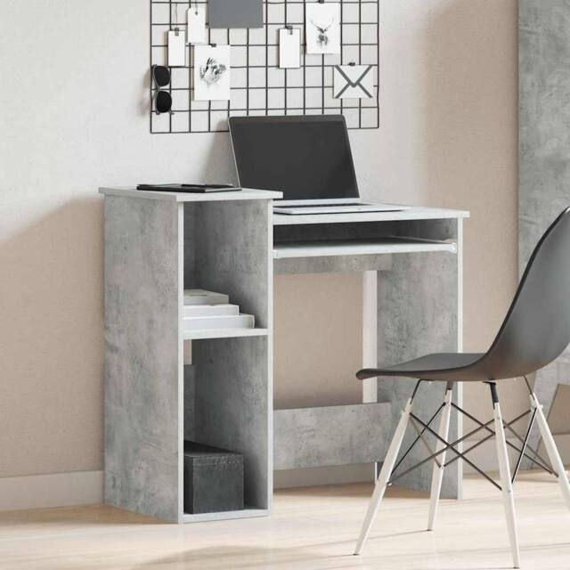 Berkfield Home Decorative Desk with Shelves Concrete Grey 84x40x78 cm Engineered Wood - Size: 84 x 40 x 78 cm - image 1
