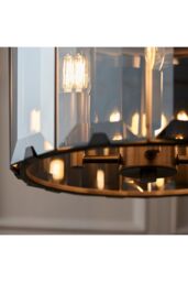Netlighting Clooney 4 Light Ceiling Pendant Slate Grey Gloss Paint Smoke Cut Glass E14 in Clear - thumbnail 4
