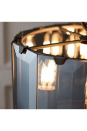 Netlighting Clooney 4 Light Ceiling Pendant Slate Grey Gloss Paint Smoke Cut Glass E14 in Clear - thumbnail 5