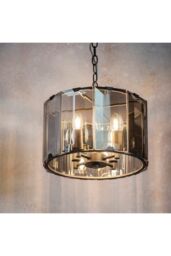 Netlighting Clooney 4 Light Ceiling Pendant Slate Grey Gloss Paint Smoke Cut Glass E14 in Clear - thumbnail 2