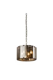 Netlighting Clooney 4 Light Ceiling Pendant Slate Grey Gloss Paint Smoke Cut Glass E14 in Clear