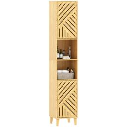 ERGOVEXA Multi-Storage Bamboo Door Bathroom Cabinet, Natural Wood - thumbnail 4