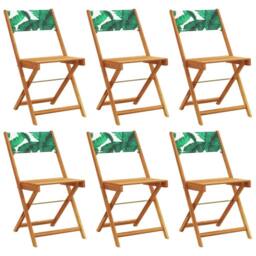 Berkfield Home Folding Garden Chairs 6 pcs Green Fabric & Solid Wood in Natural
