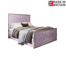 Casani Somerford Upholstered Soft Velvet Pink Metal Designer Bed Frame - Size: Single - thumbnail 4