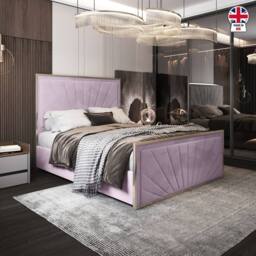Casani Somerford Upholstered Soft Velvet Pink Metal Designer Bed Frame - Size: Single - thumbnail 5