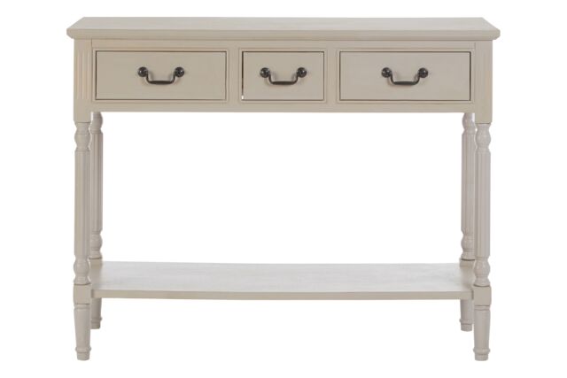 Orsina Versatile Design Three Drawer Black Console Table, Solid Pine Wood Hallway Table, Classic Console Table in Grey - image 1