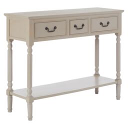 Orsina Versatile Design Three Drawer Black Console Table, Solid Pine Wood Hallway Table, Classic Console Table in Grey - thumbnail 2