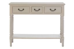 Orsina Versatile Design Three Drawer Black Console Table, Solid Pine Wood Hallway Table, Classic Console Table in Grey