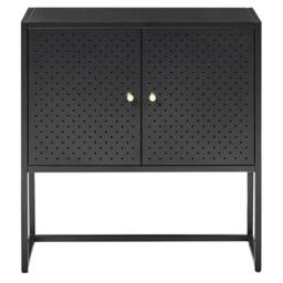 Wyld and Coco Black Powder-Coated Steel Cabinet with 2 Shelves - thumbnail 6
