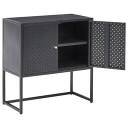Wyld and Coco Black Powder-Coated Steel Cabinet with 2 Shelves - thumbnail 5
