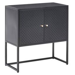 Wyld and Coco Black Powder-Coated Steel Cabinet with 2 Shelves - thumbnail 2