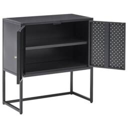 Wyld and Coco Black Powder-Coated Steel Cabinet with 2 Shelves - thumbnail 4
